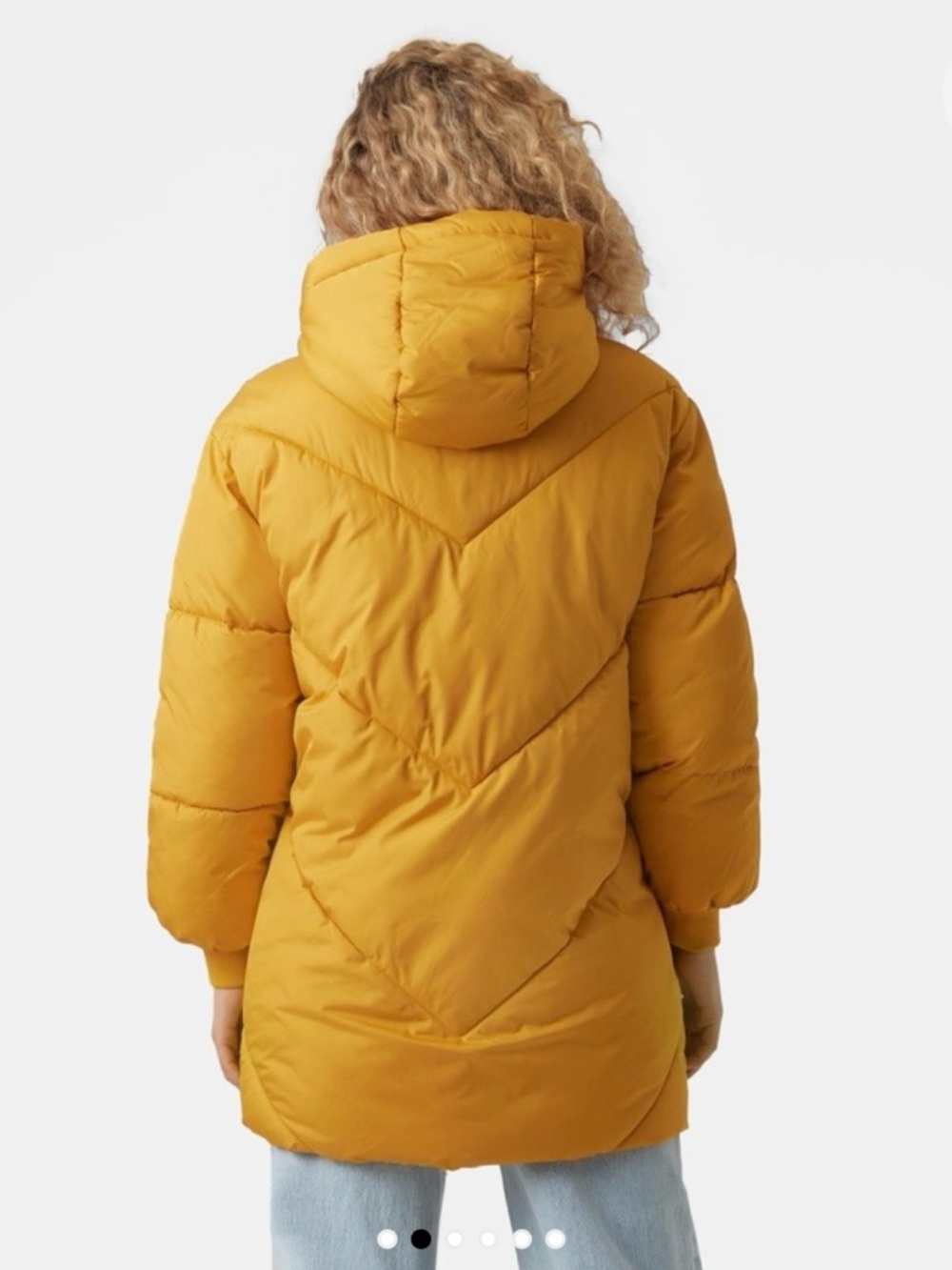 Oversized Yellow Hooded Women's Puffer Coat - Picture 4 of 7